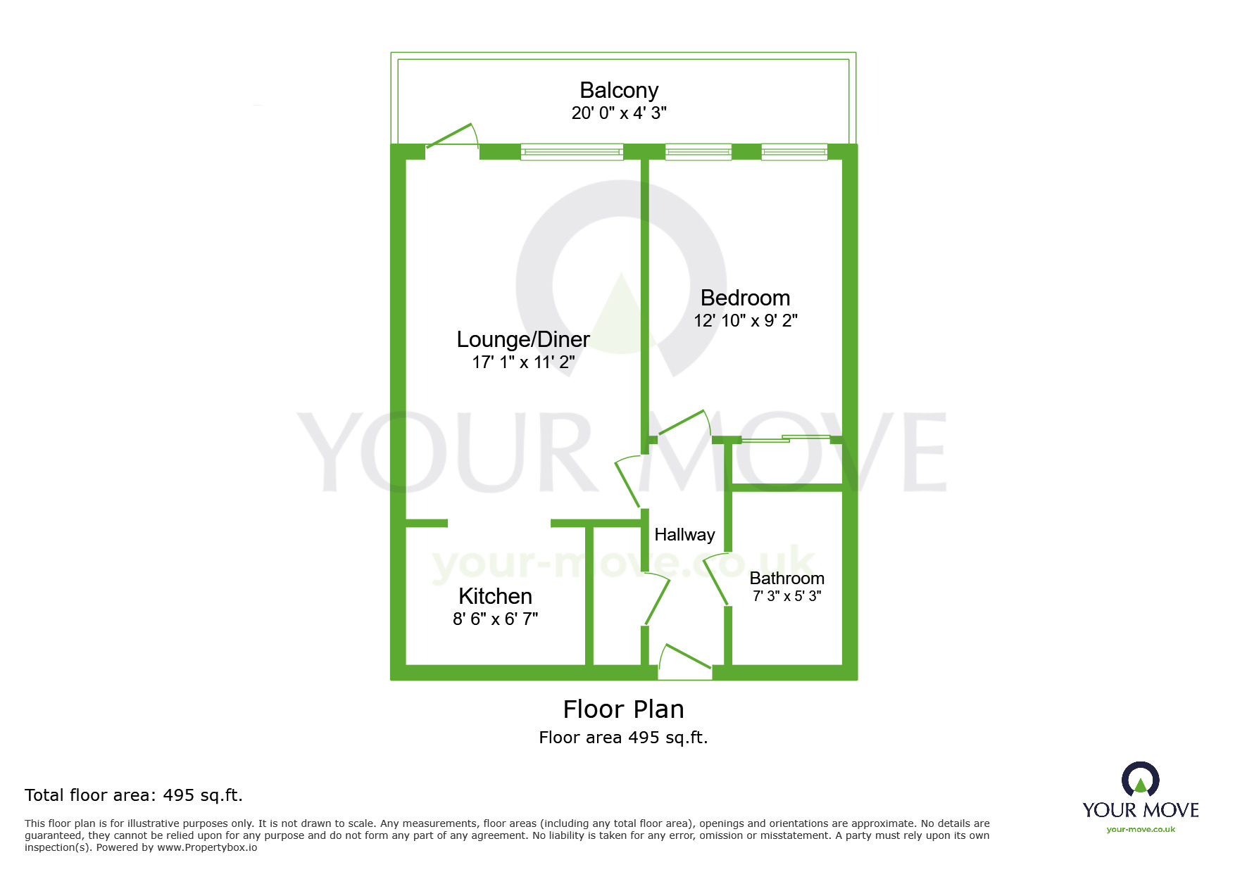 Floorplan of 1 bedroom Flat to rent, Park Lane, Greenhithe, Kent, DA9