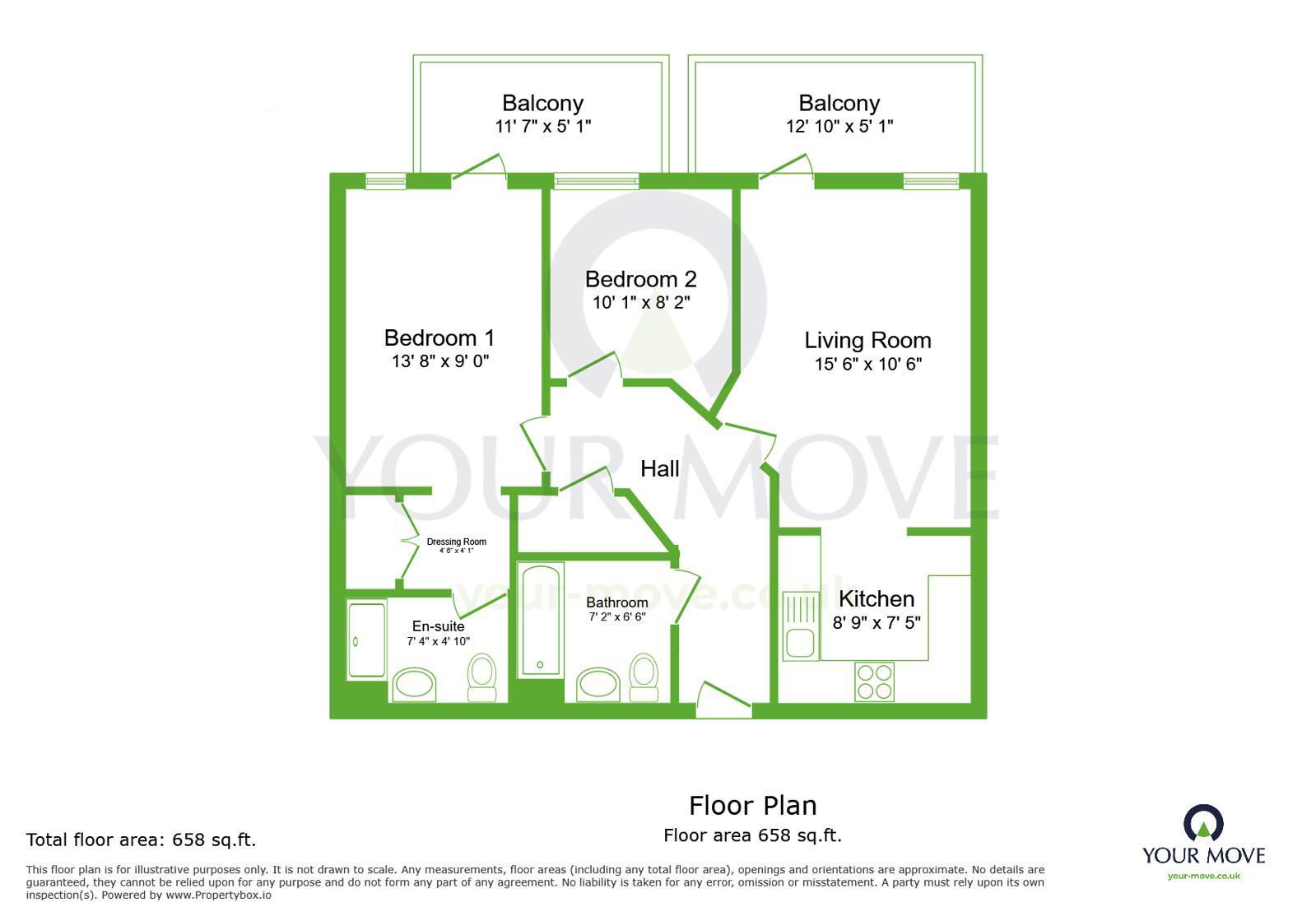 Floorplan of 2 bedroom Flat for sale, Portland Place, Greenhithe, Kent, DA9