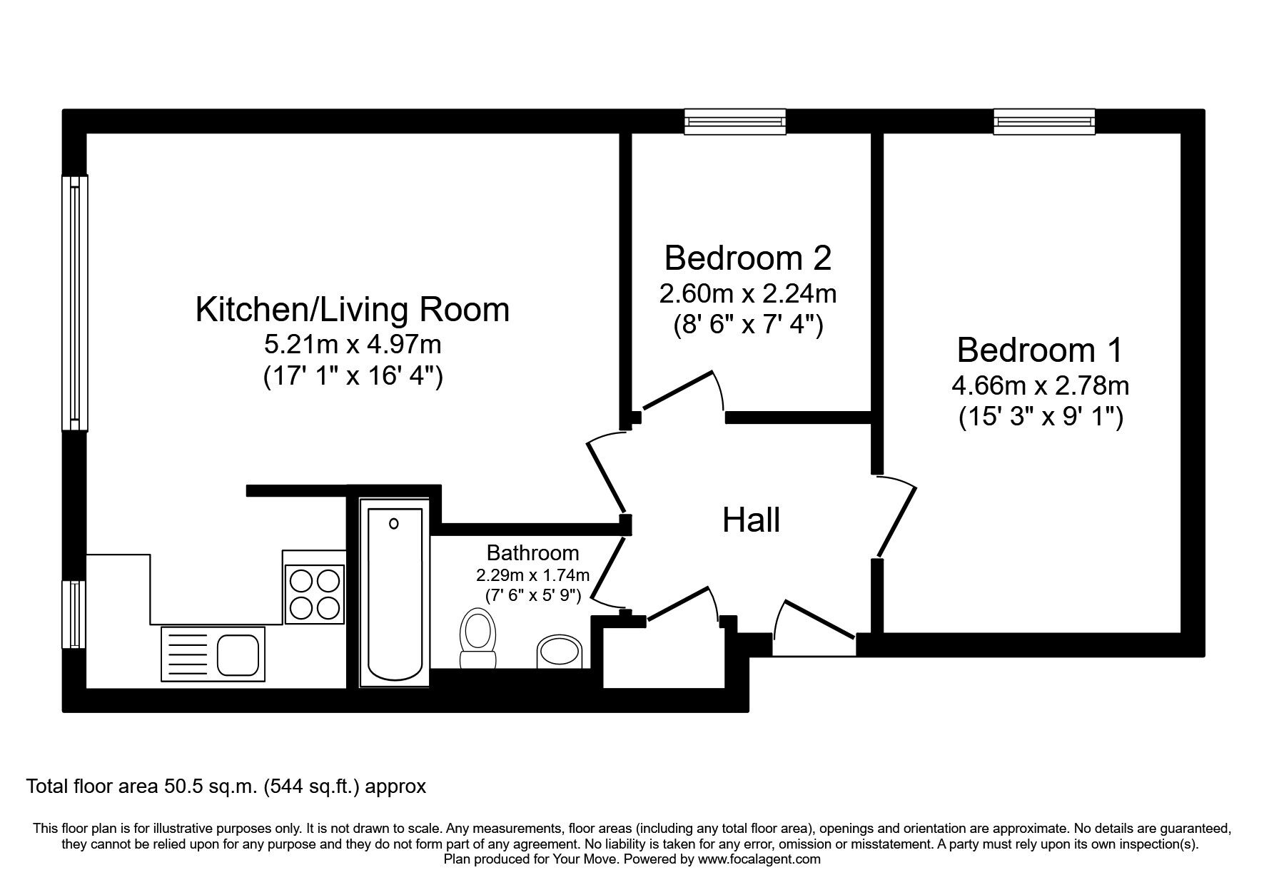 Floorplan of 2 bedroom Flat for sale, Calshot Court, Osbourne Road, Dartford, DA2
