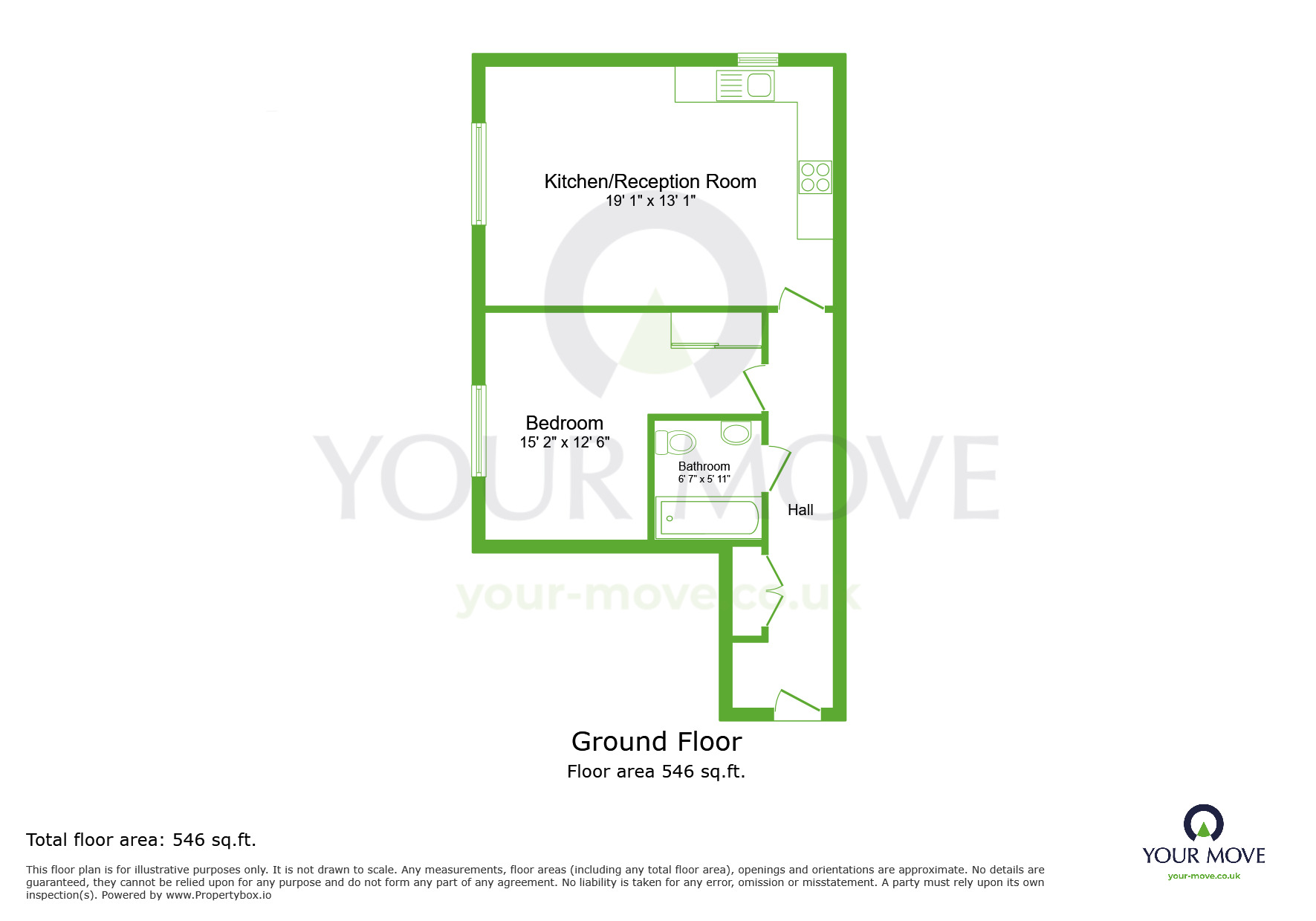Floorplan of 1 bedroom Flat to rent, Kirby Heights, Dartford, Kent, DA1