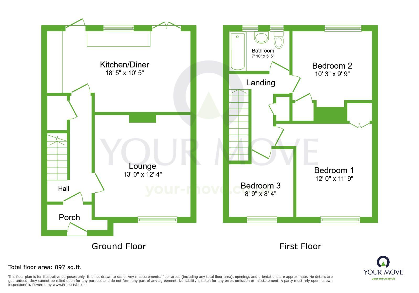 Floorplan of 3 bedroom End Terrace House for sale, Hillhouse Road, Dartford, Kent, DA2
