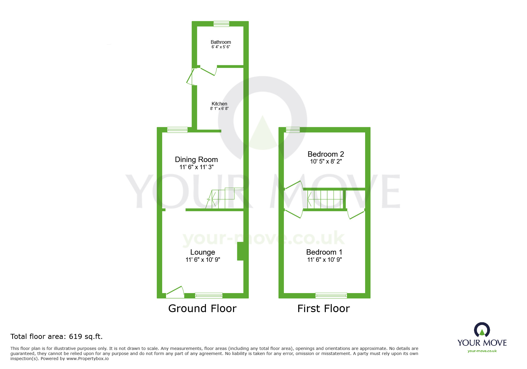 Floorplan of 2 bedroom Mid Terrace House for sale, Hill House Road, Dartford, Kent, DA2