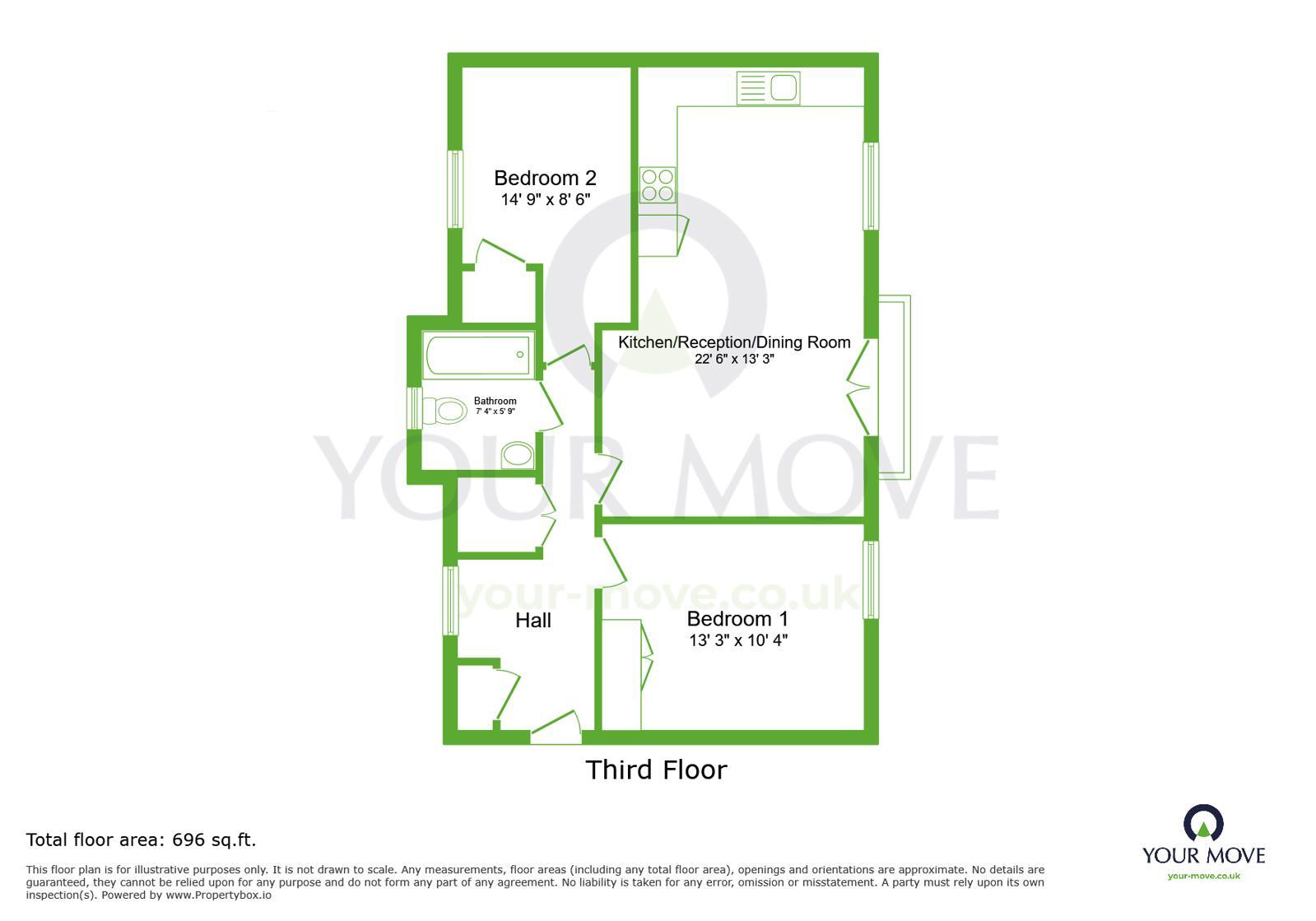 Floorplan of 2 bedroom Flat for sale, Cochrane Drive, Dartford, Kent, DA1
