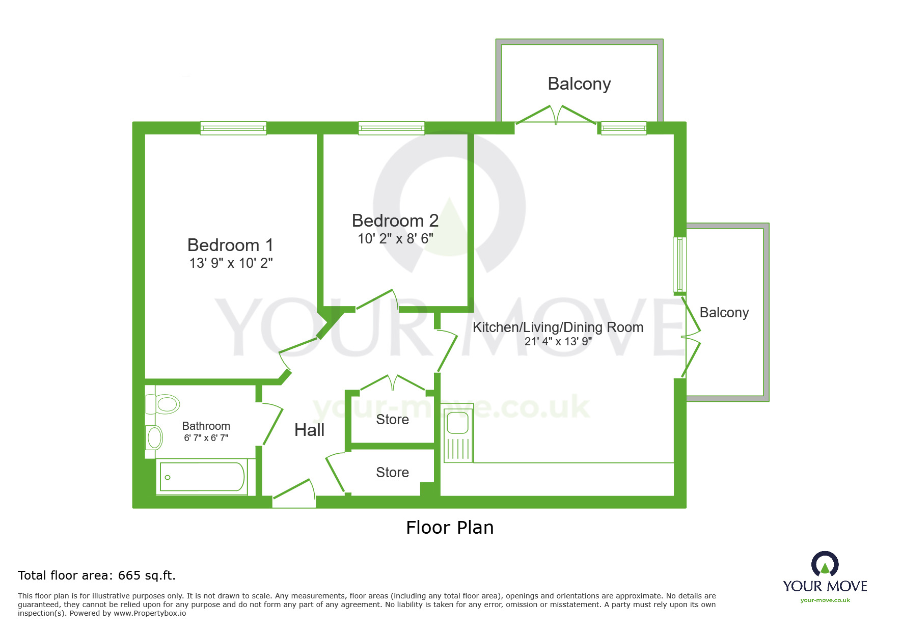 Floorplan of 2 bedroom Flat to rent, Barley Close, Greenhithe, Kent, DA9