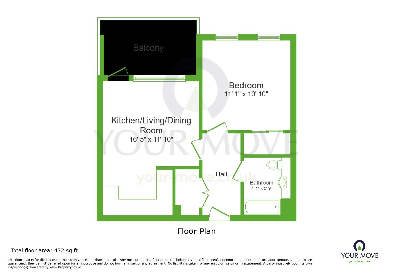 Floorplan of 1 bedroom Flat for sale, Brewers Square, Dartford, Kent, DA1
