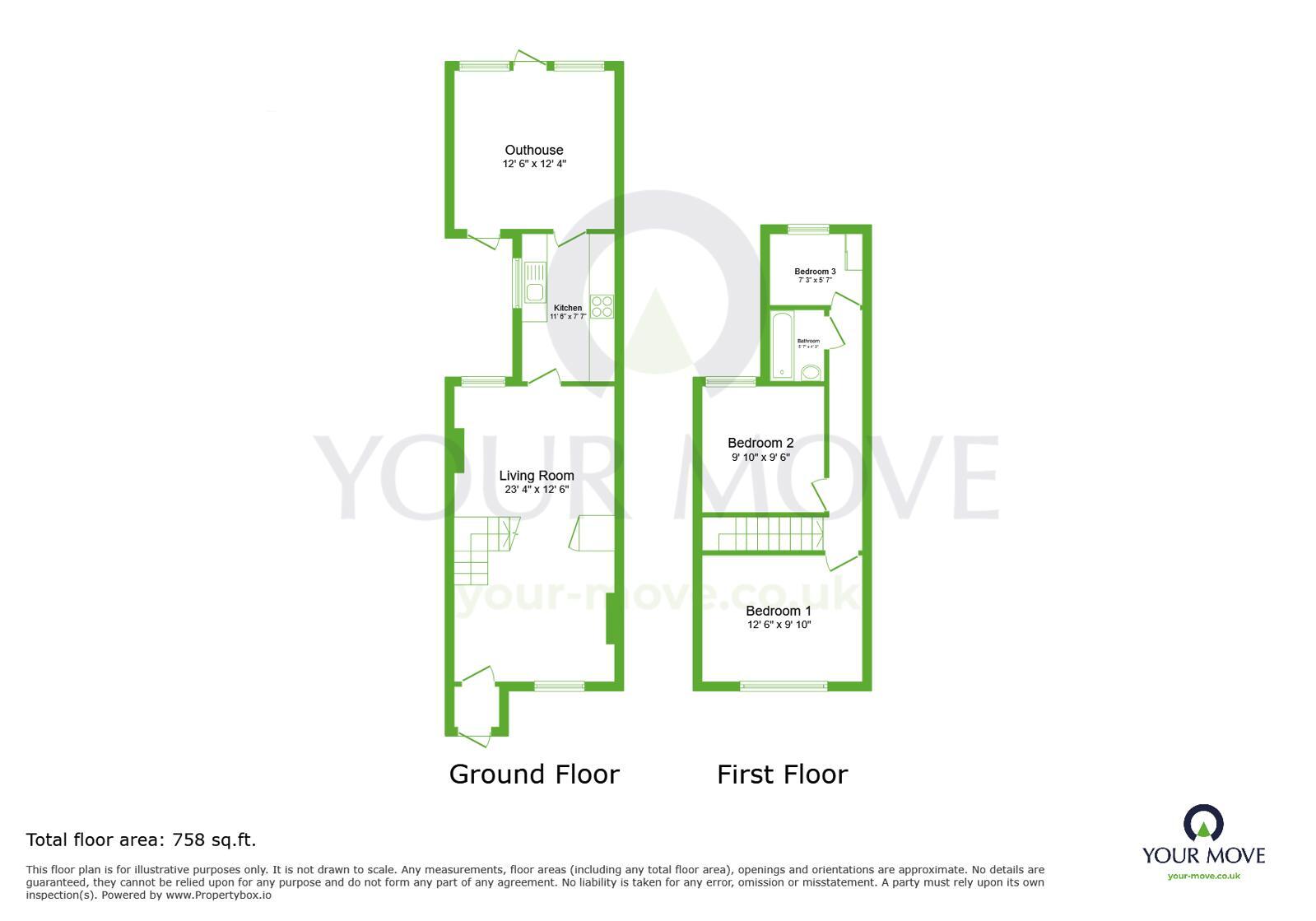 Floorplan of 3 bedroom Mid Terrace House for sale, Hallford Way, Dartford, Kent, DA1
