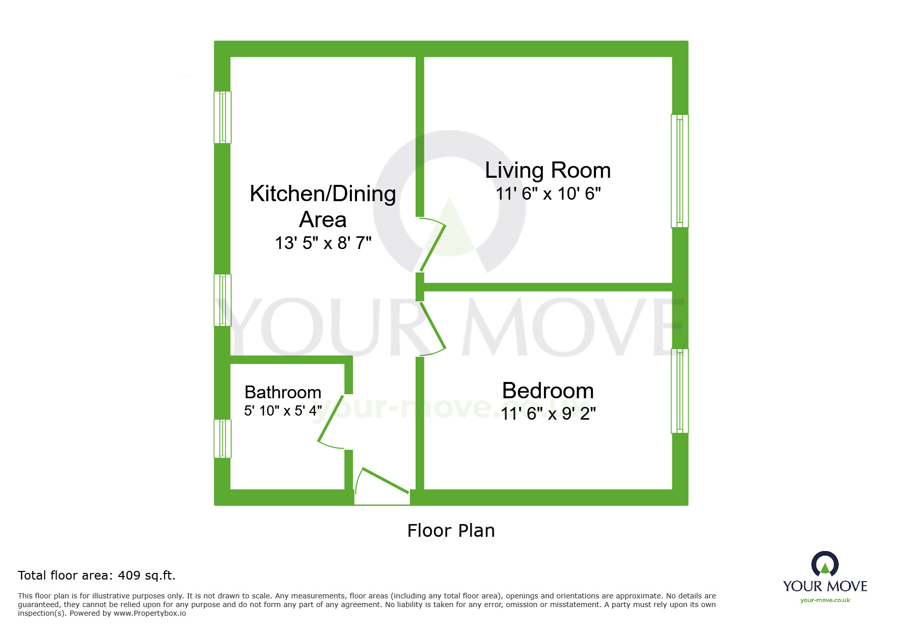 Floorplan of 1 bedroom Flat to rent, Burnham Crescent, Dartford, Kent, DA1