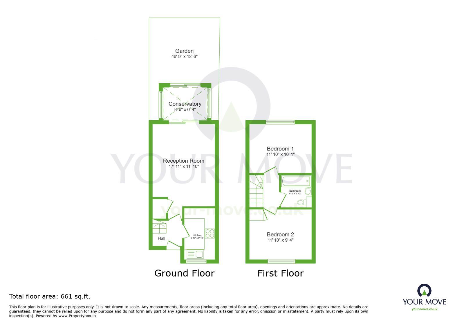 Floorplan of 2 bedroom Mid Terrace House for sale, Turner Court, Dartford, Kent, DA1