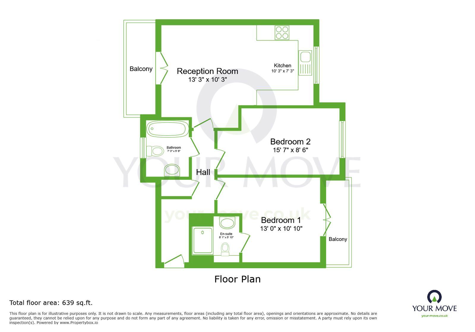 Floorplan of 2 bedroom Flat to rent, Crawford Avenue, Dartford, Kent, DA1
