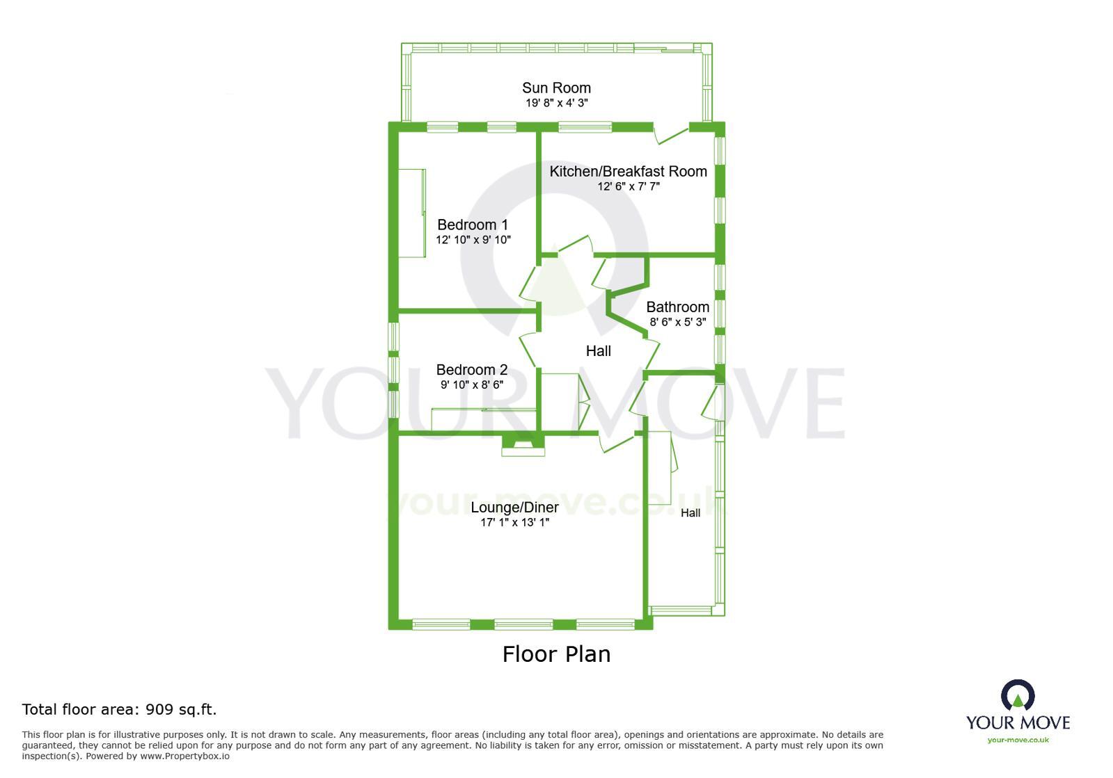 Floorplan of 2 bedroom Detached Bungalow for sale, Invicta Road, Dartford, Kent, DA2