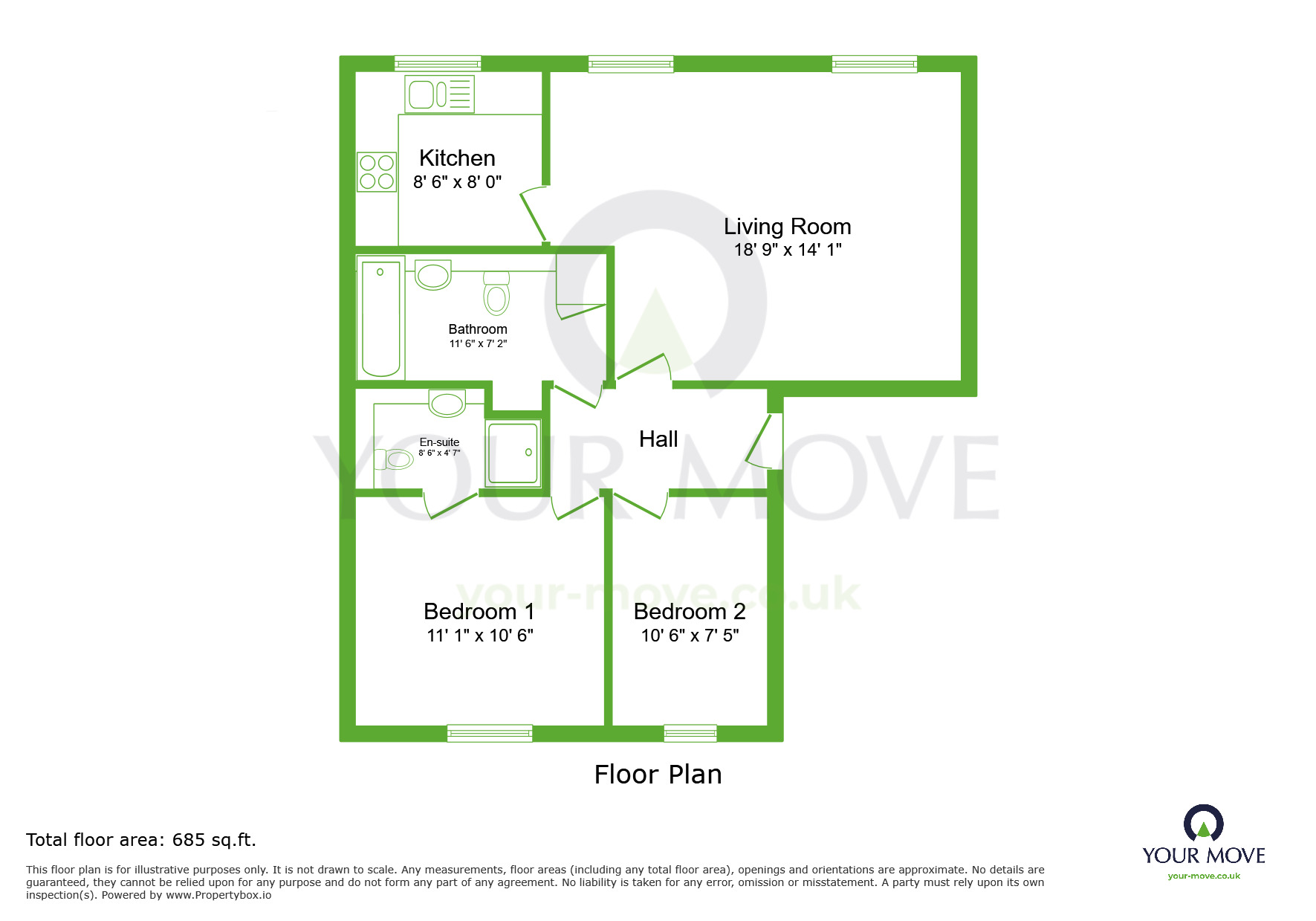 Floorplan of 2 bedroom Flat to rent, Dunlop Close, Dartford, Kent, DA1