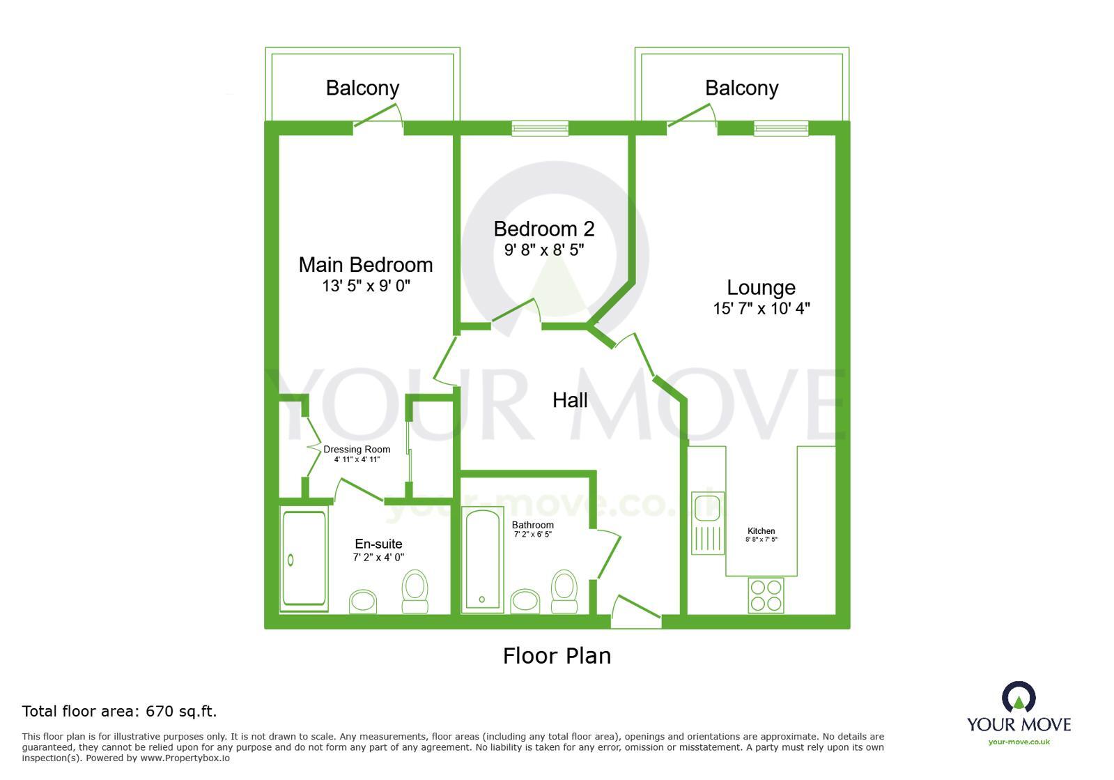 Floorplan of 2 bedroom Flat to rent, Portland Place, Greenhithe, Kent, DA9