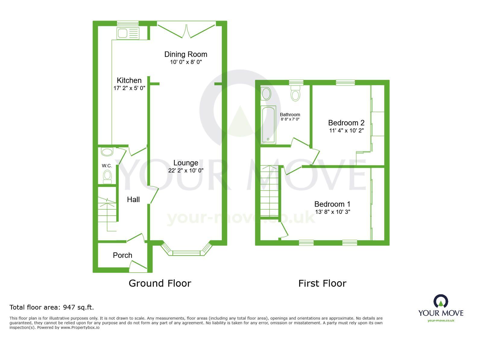 Floorplan of 2 bedroom Mid Terrace House for sale, Acacia Road, Greenhithe, Kent, DA9