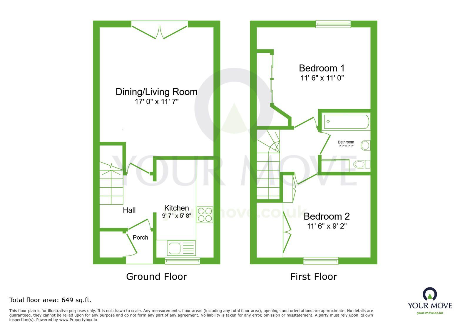 Floorplan of 2 bedroom Mid Terrace House for sale, Brewers Field, Dartford, Kent, DA2