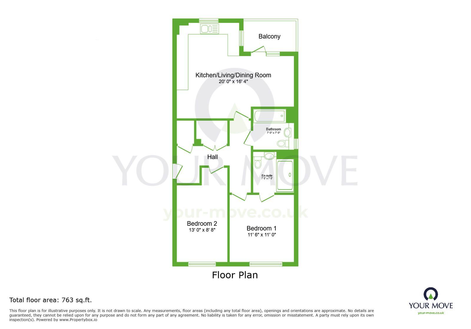 Floorplan of 2 bedroom Flat for sale, Tiltman Avenue, Greenhithe, Kent, DA9