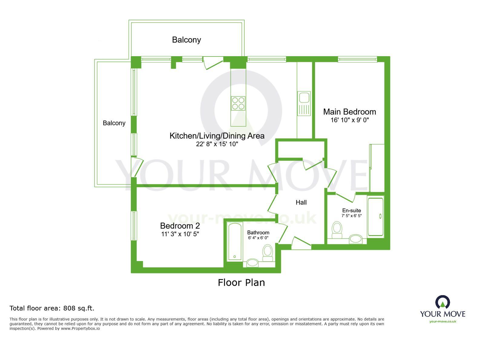 Floorplan of 2 bedroom Flat for sale, James Smith Court, Dartford, Kent, DA1