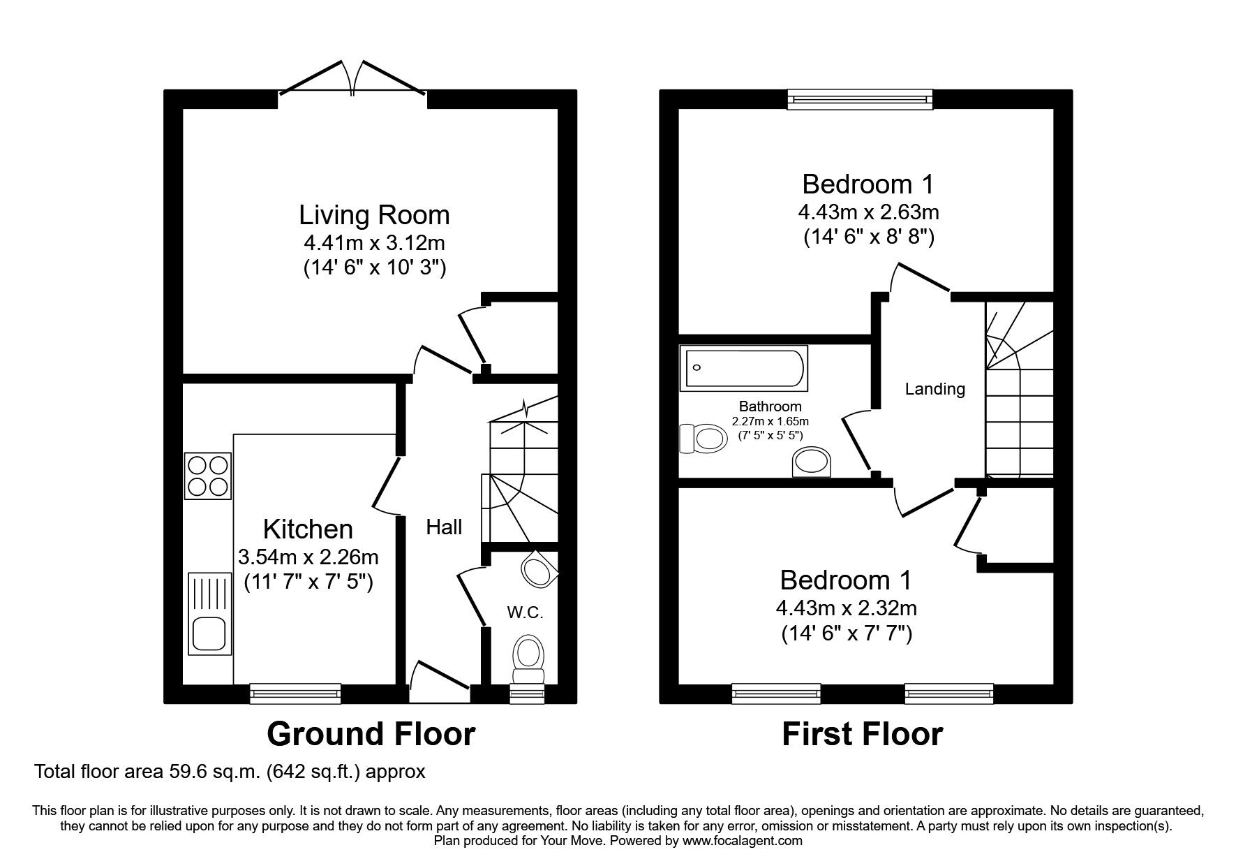 Floorplan of 2 bedroom Mid Terrace House to rent, Morris Crescent, Stockton-On-Tees, Cleveland, TS19