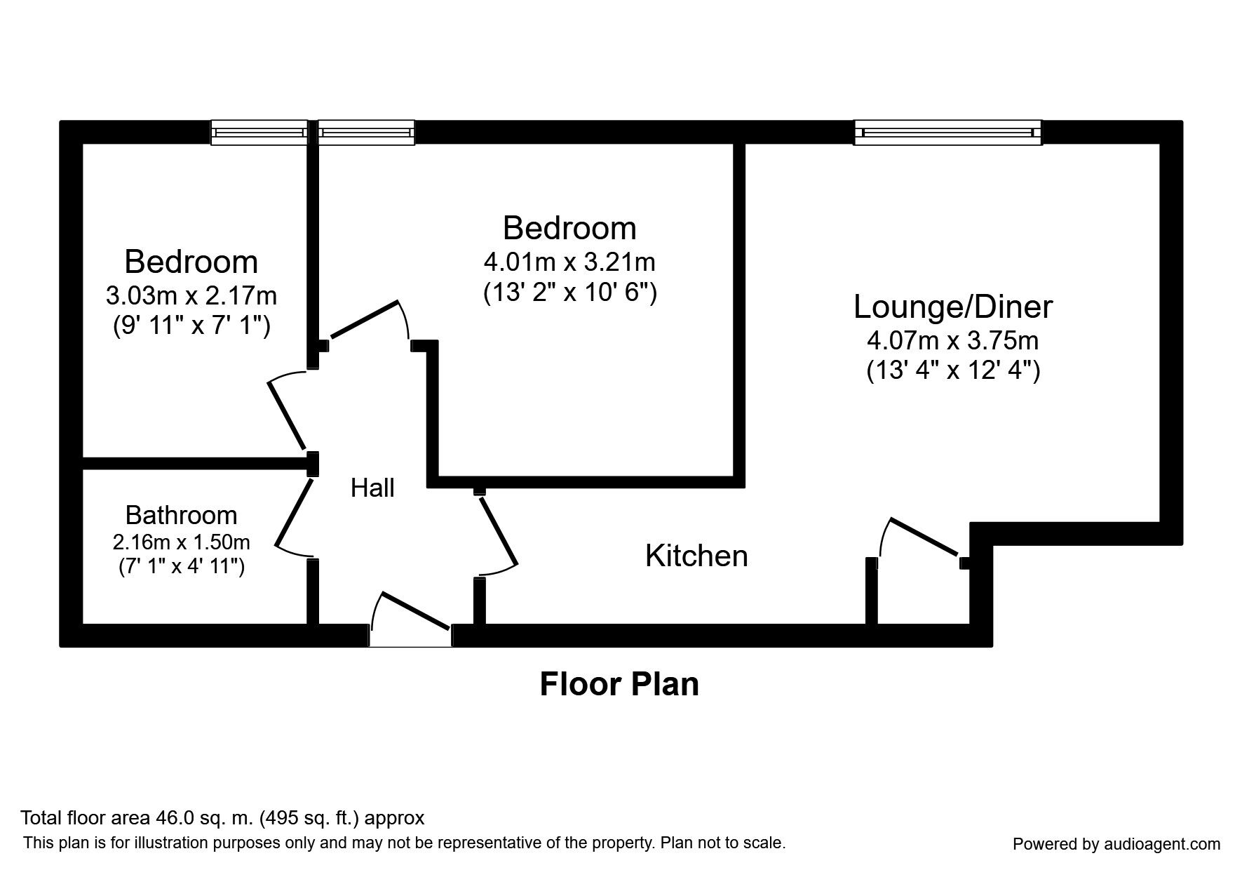 Floorplan of 2 bedroom Flat to rent, Thornaby Place, Thornaby, Cleveland, TS17