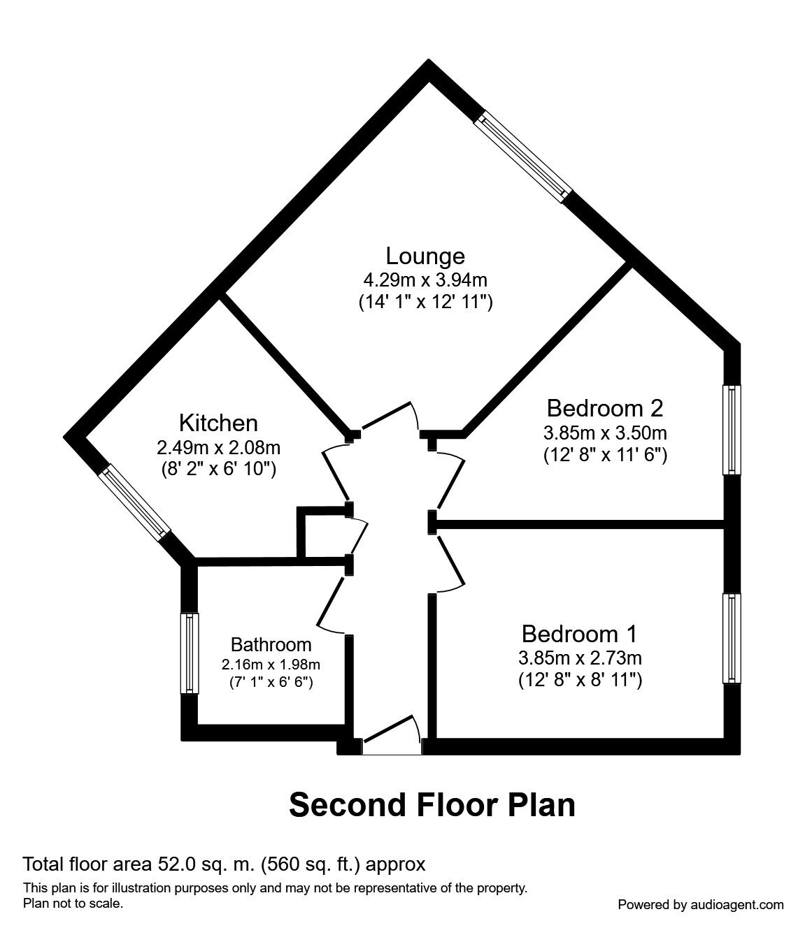 Floorplan of 2 bedroom  Flat to rent, Rockingham Court, Middlesbrough, Cleveland, TS5