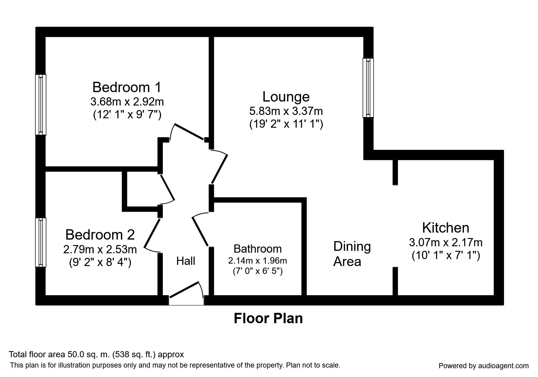 Floorplan of 2 bedroom Flat to rent, Rockingham Court, Middlesbrough, Cleveland, TS5