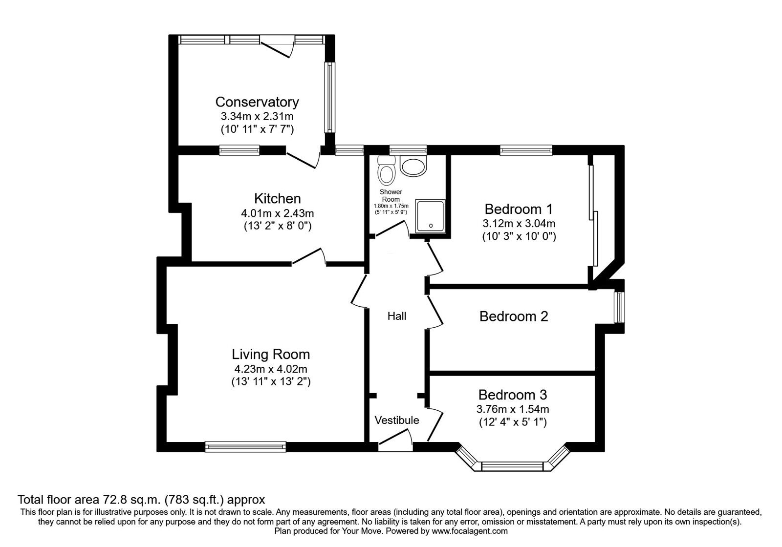 Floorplan of 3 bedroom Semi Detached Bungalow for sale, Broadhurst Road, Easthouses, Midlothian, EH22