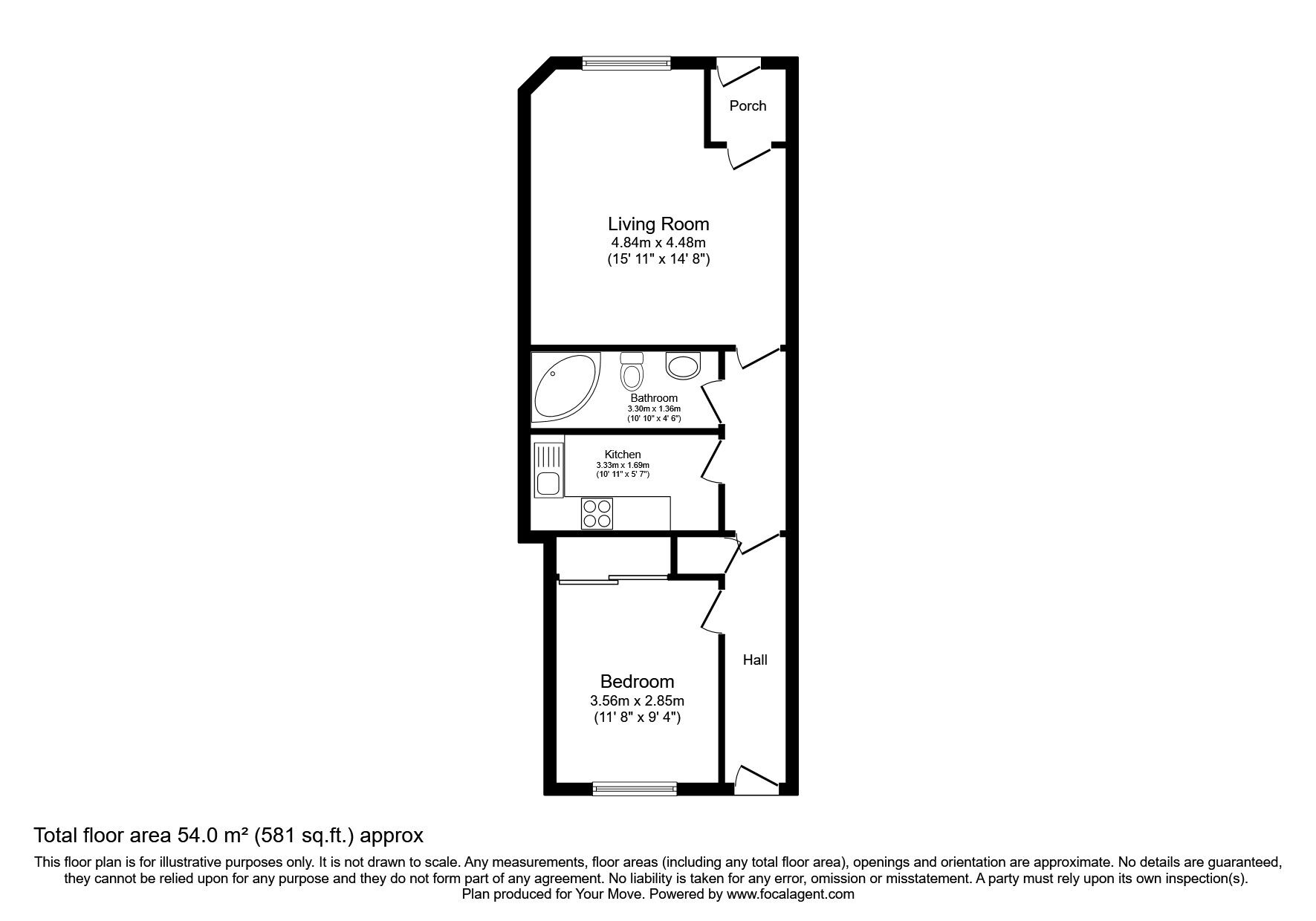 Floorplan of 1 bedroom End Terrace Bungalow for sale, Delta Road, Musselburgh, East Lothian, EH21