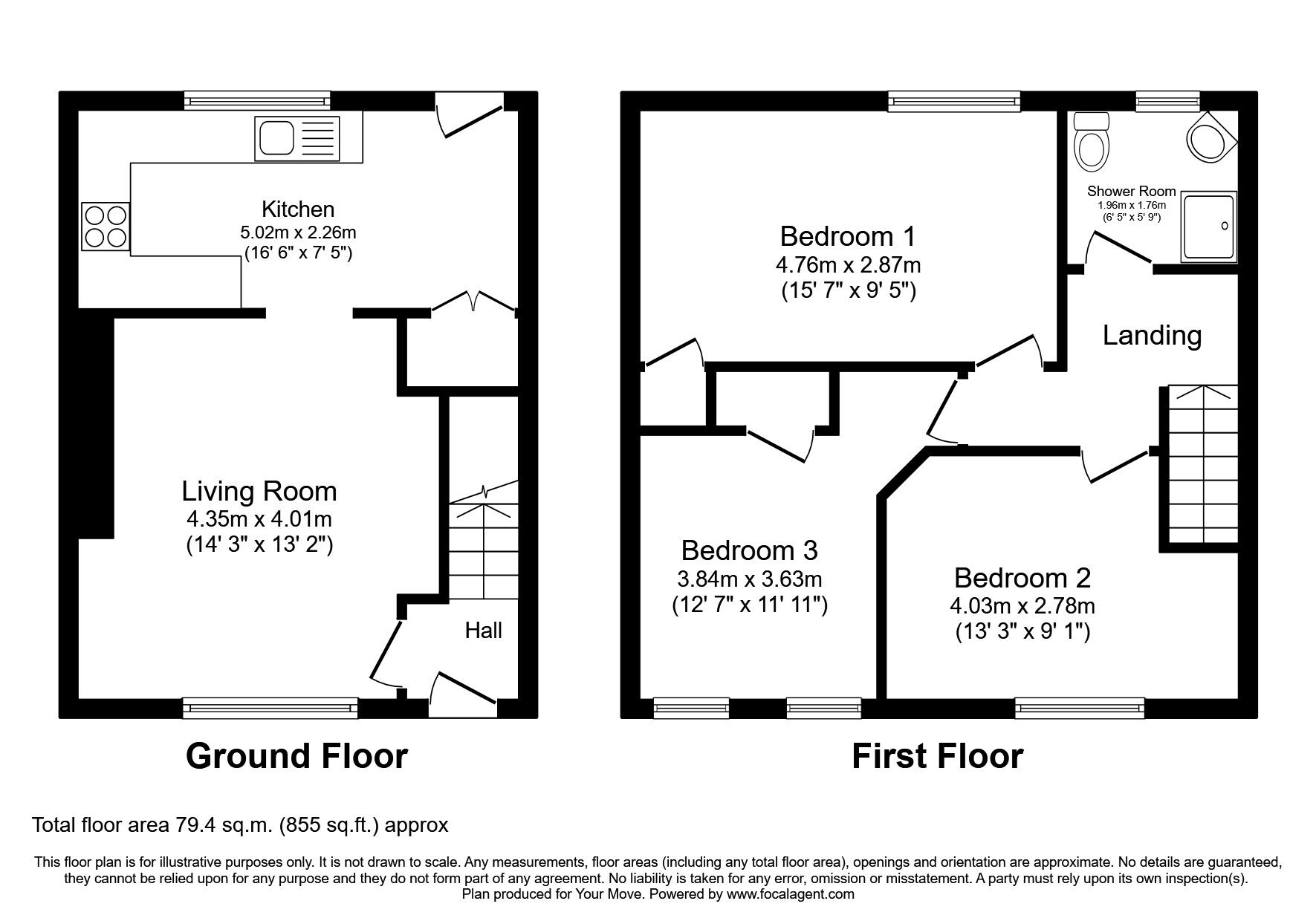 Floorplan of 3 bedroom Mid Terrace House for sale, Braeside Road South, Gorebridge, Midlothian, EH23