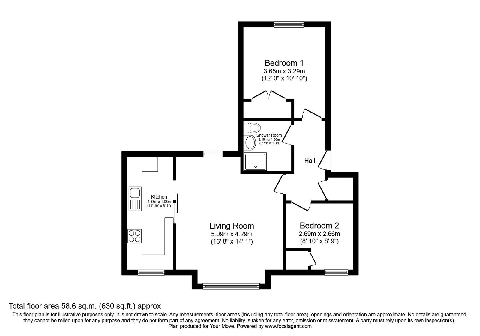 Floorplan of 2 bedroom  Flat for sale, The Promenade, Port Seton, East Lothian, EH32
