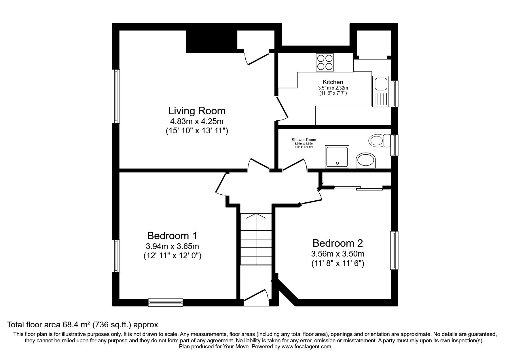 Floorplan of 2 bedroom  Flat for sale, New Hunterfield, Gorebridge, Midlothian, EH23