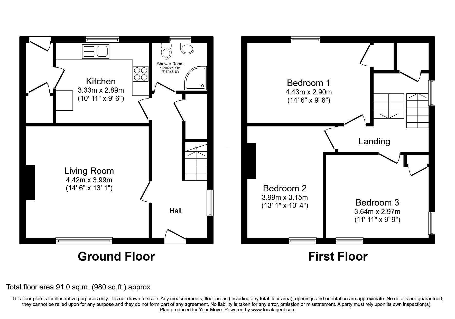 Floorplan of 3 bedroom End Terrace House for sale, Woodburn Avenue, Dalkeith, Midlothian, EH22