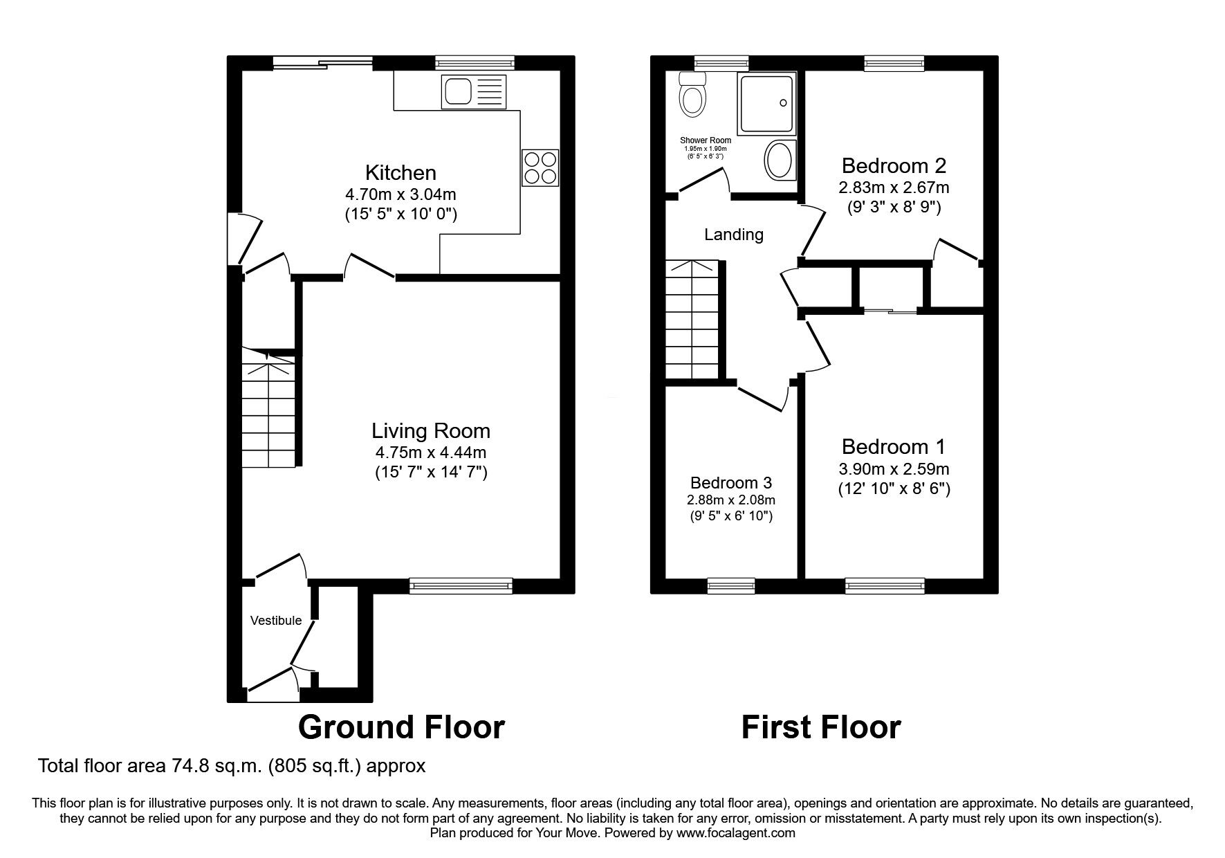 Floorplan of 3 bedroom End Terrace House for sale, Brixwold Rise, Bonnyrigg, Midlothian, EH19