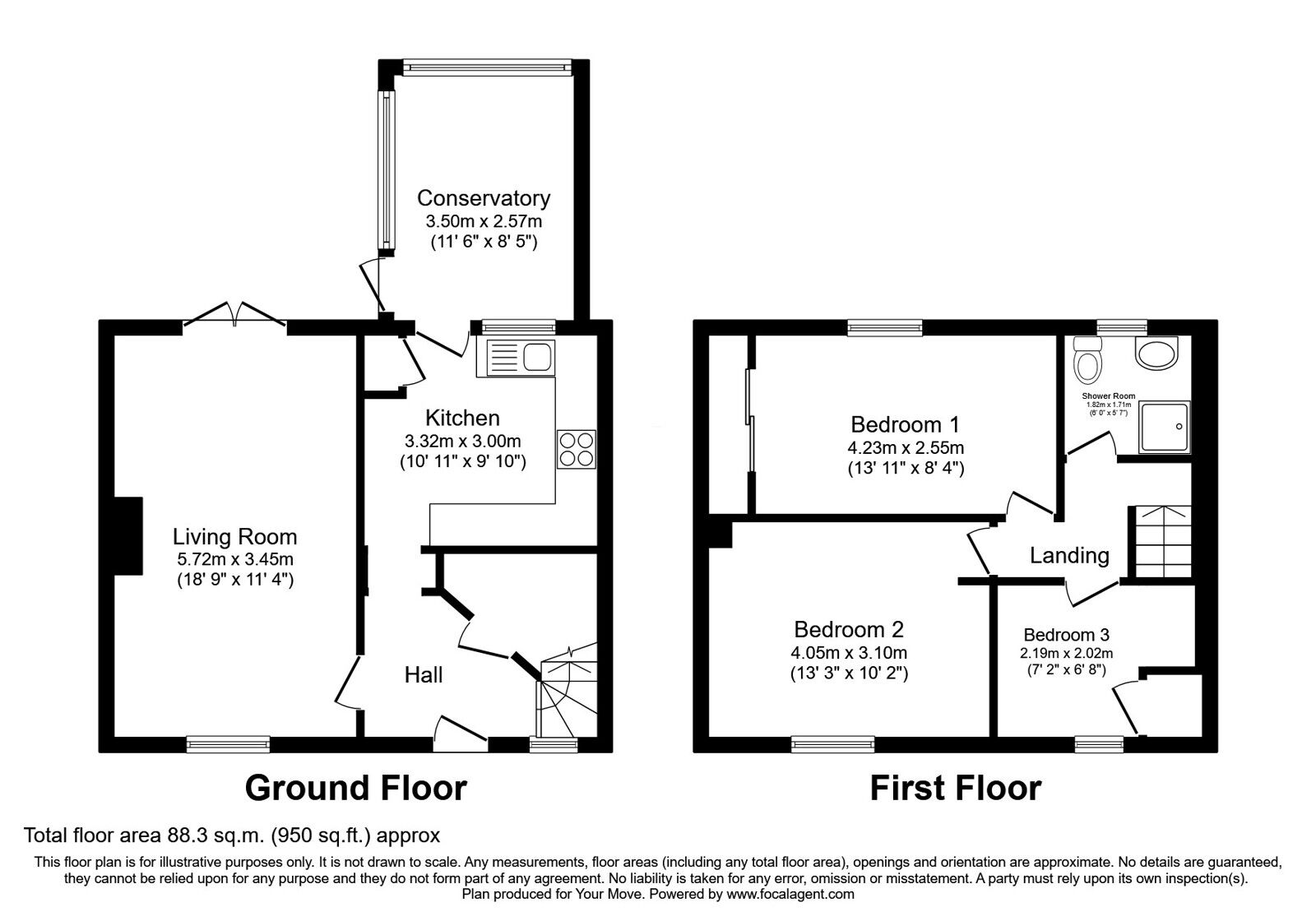 Floorplan of 3 bedroom Mid Terrace House for sale, Pentland Road, Bonnyrigg, Midlothian, EH19