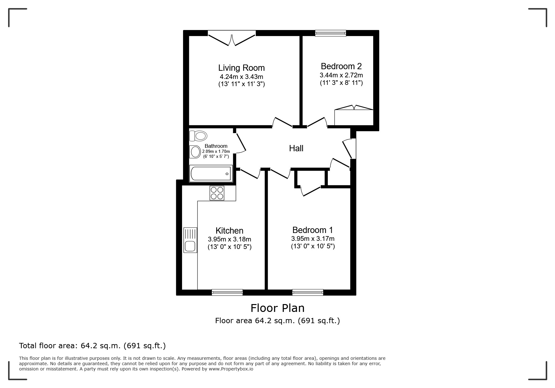 Floorplan of 2 bedroom  Flat for sale, Old Dalmore Drive, Auchendinny, Midlothian, EH26