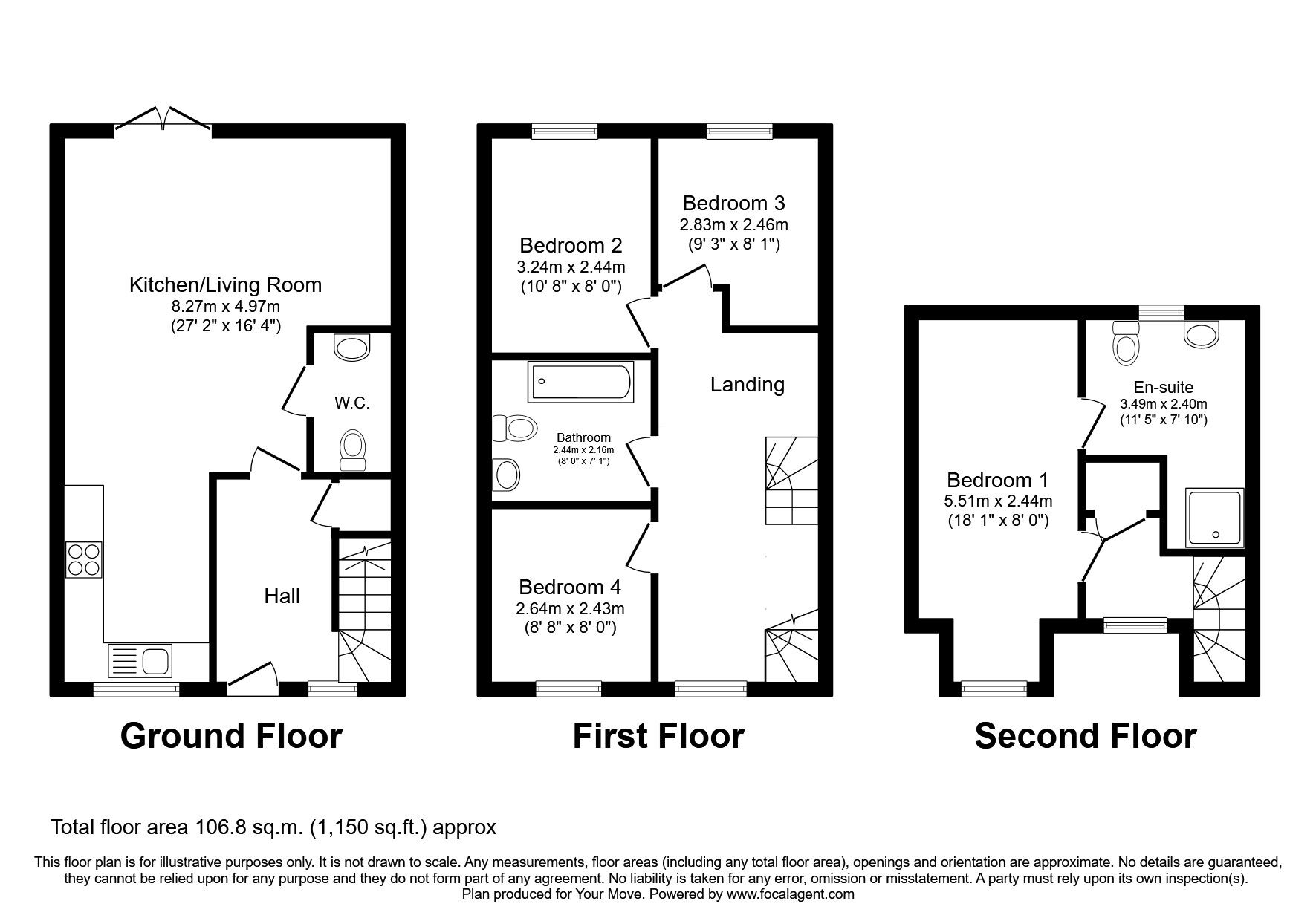 Floorplan of 4 bedroom Mid Terrace House for sale, Viscount Drive, Dalkeith, Midlothian, EH22