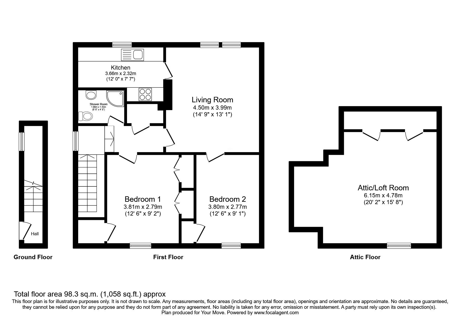 Floorplan of 2 bedroom  Flat for sale, Crichton Avenue, Pathhead, Midlothian, EH37