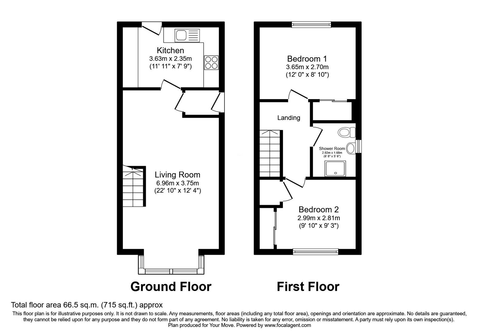 Floorplan of 2 bedroom End Terrace House for sale, Denholm Way, Musselburgh, East Lothian, EH21