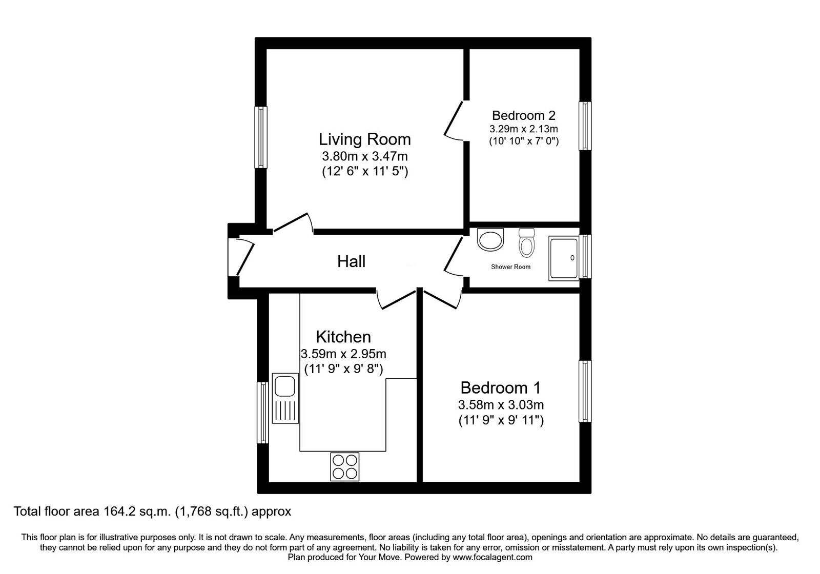 Floorplan of 2 bedroom  Flat for sale, Lothian Street, Dalkeith, Midlothian, EH22