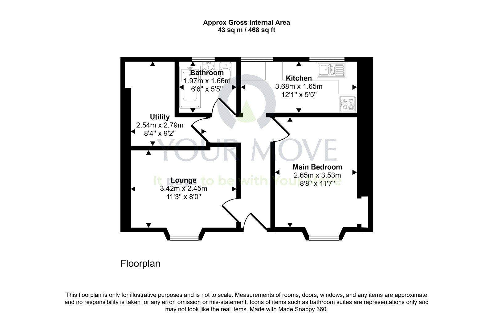 Floorplan of 2 bedroom Mid Terrace House for sale, Ravenscroft Street, Edinburgh, Midlothian, EH17