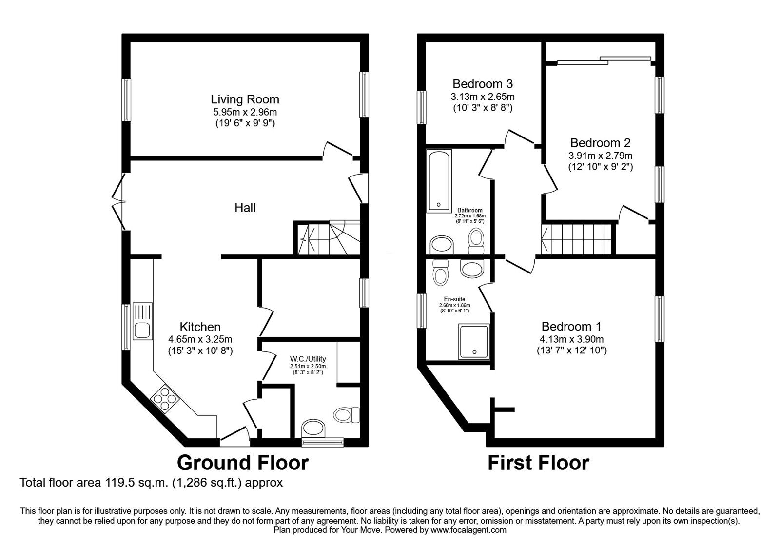 Floorplan of 3 bedroom Semi Detached House for sale, Hollybank, Mayfield, Midlothian, EH22