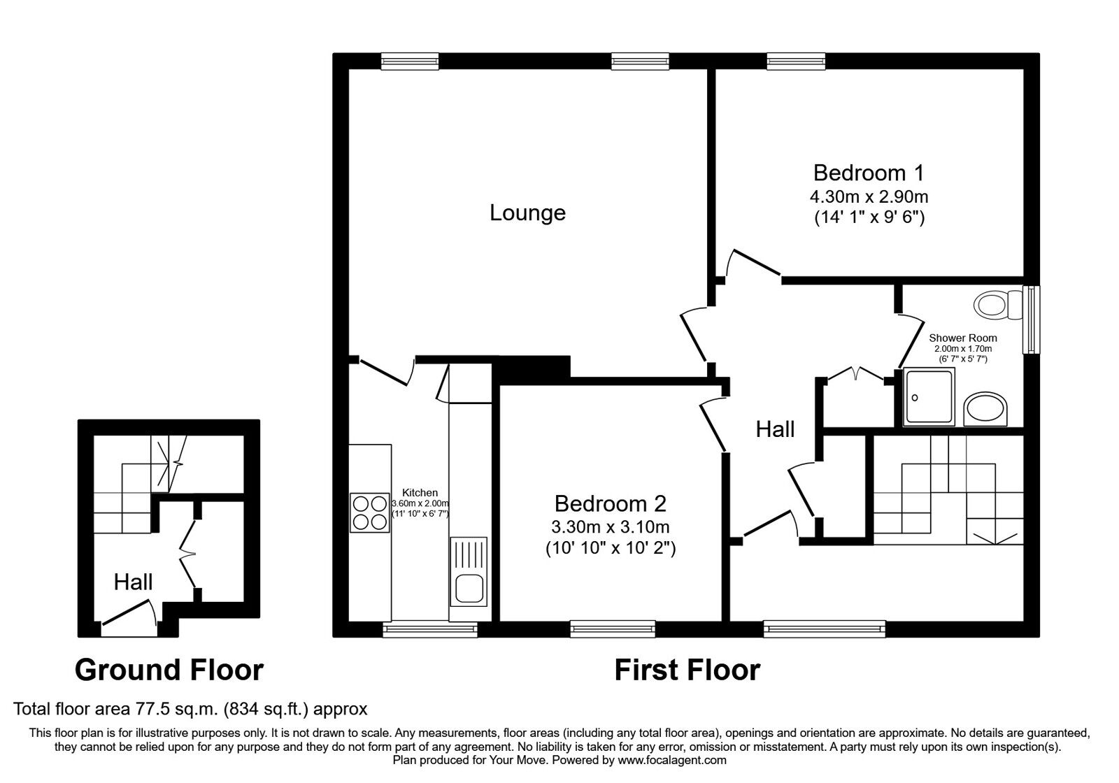 Floorplan of 2 bedroom  Flat for sale, Glenvarloch Crescent, Edinburgh, EH16