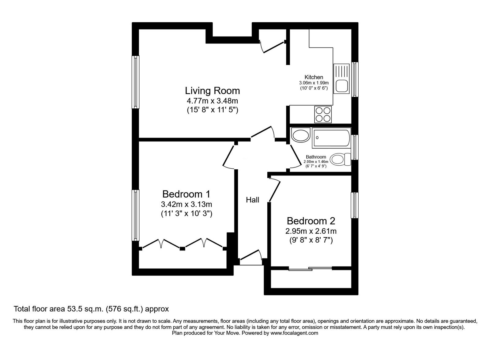 Floorplan of 2 bedroom  Flat for sale, Allan Terrace, Dalkeith, Midlothian, EH22