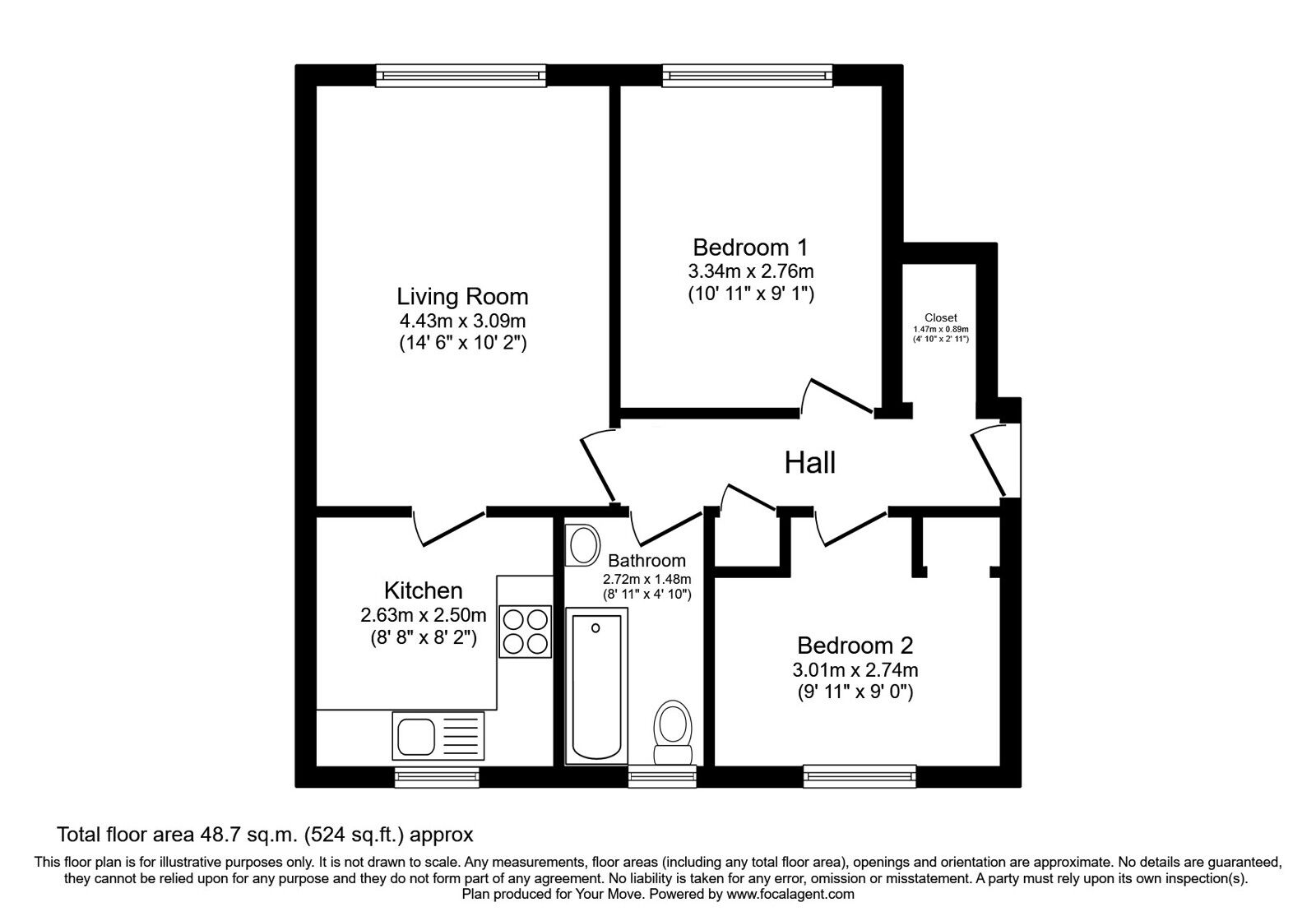 Floorplan of 2 bedroom  Flat for sale, Mactaggart Loan, Newtongrange, Midlothian, EH22