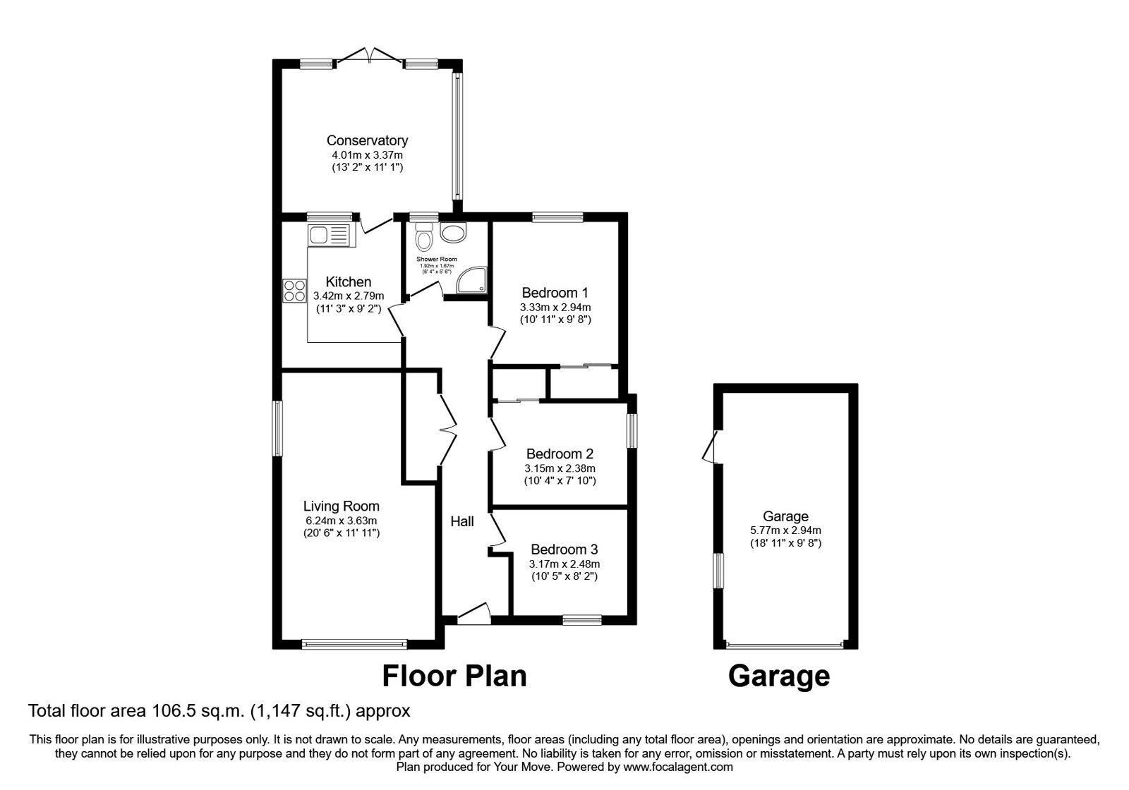 Floorplan of 3 bedroom Detached Bungalow for sale, Ferguson Way, Newtongrange, Midlothian, EH22