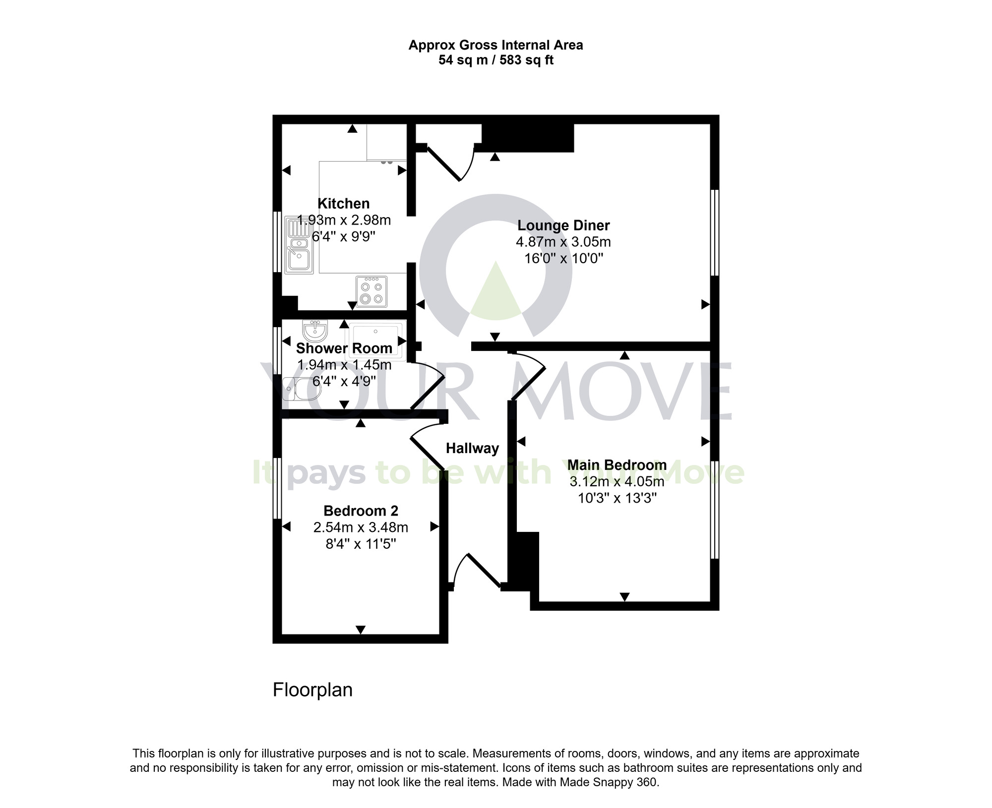 Floorplan of 2 bedroom  Flat for sale, Allan Terrace, Midlothian, EH22