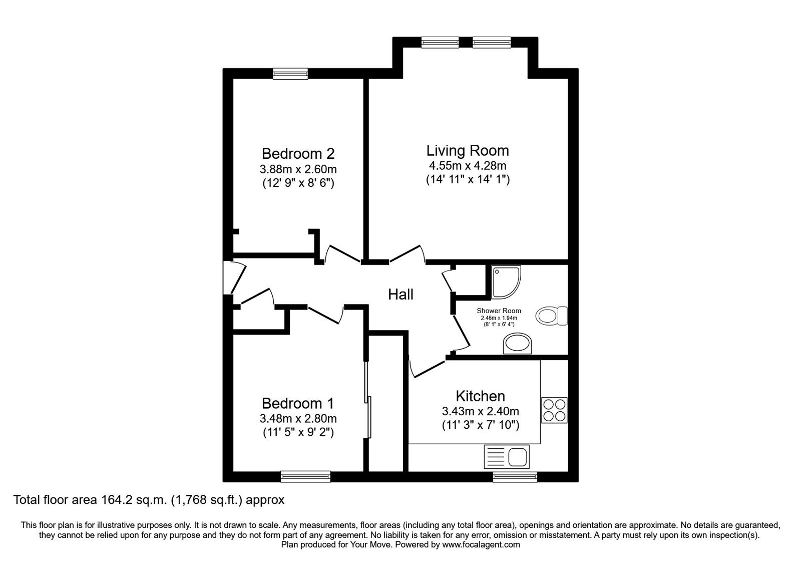 Floorplan of 2 bedroom  Flat for sale, The Paddock, Musselburgh, East Lothian, EH21