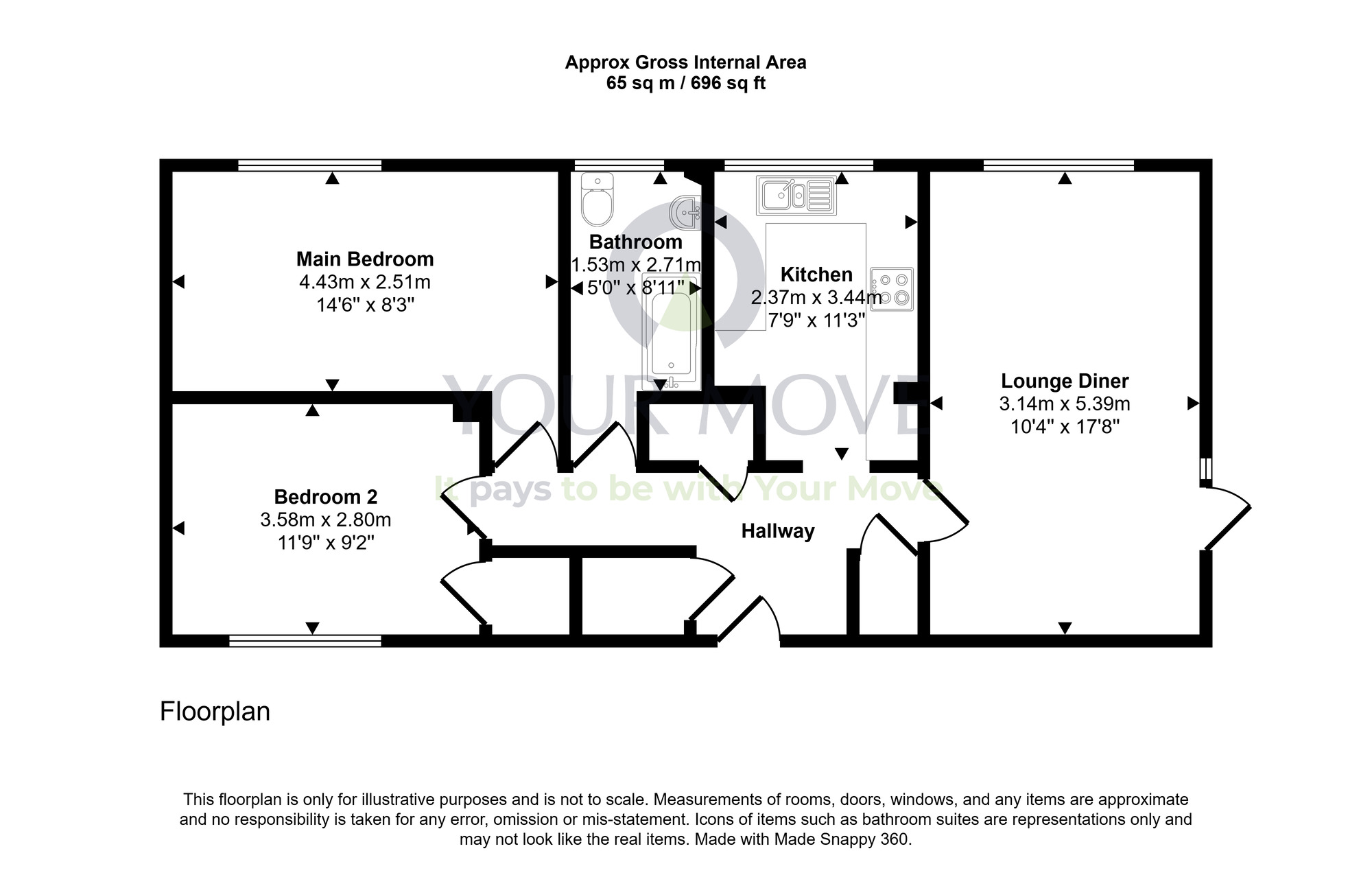 Floorplan of 2 bedroom  Flat for sale, Dougall Road, Mayfield, Midlothian, EH22