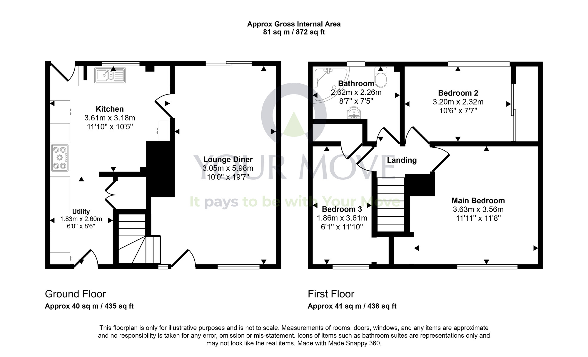 Floorplan of 3 bedroom Mid Terrace House for sale, Bogwood Road, Mayfield, Midlothian, EH22
