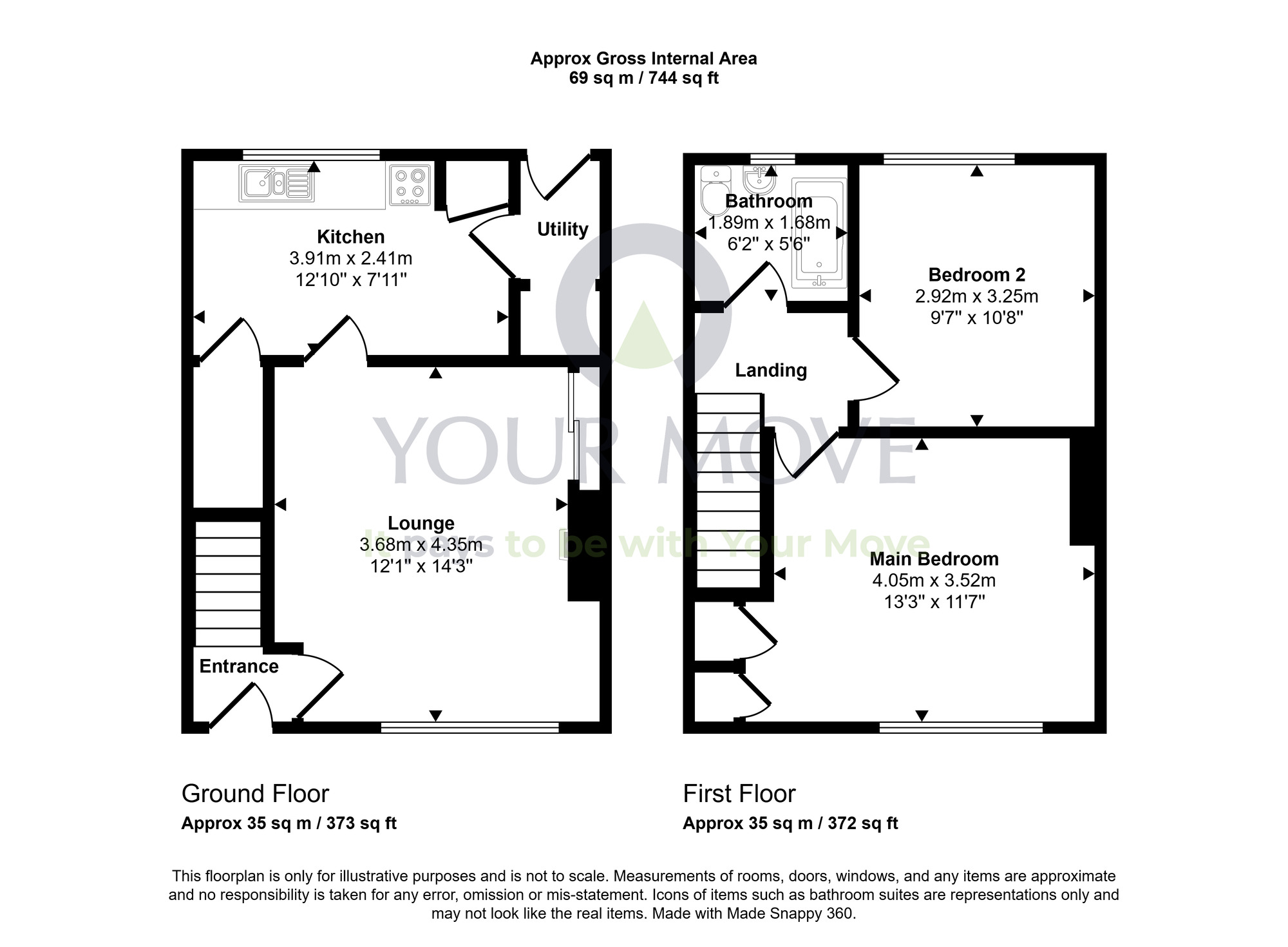 Floorplan of 2 bedroom Mid Terrace House for sale, Woodburn Bank, Dalkeith, Midlothian, EH22