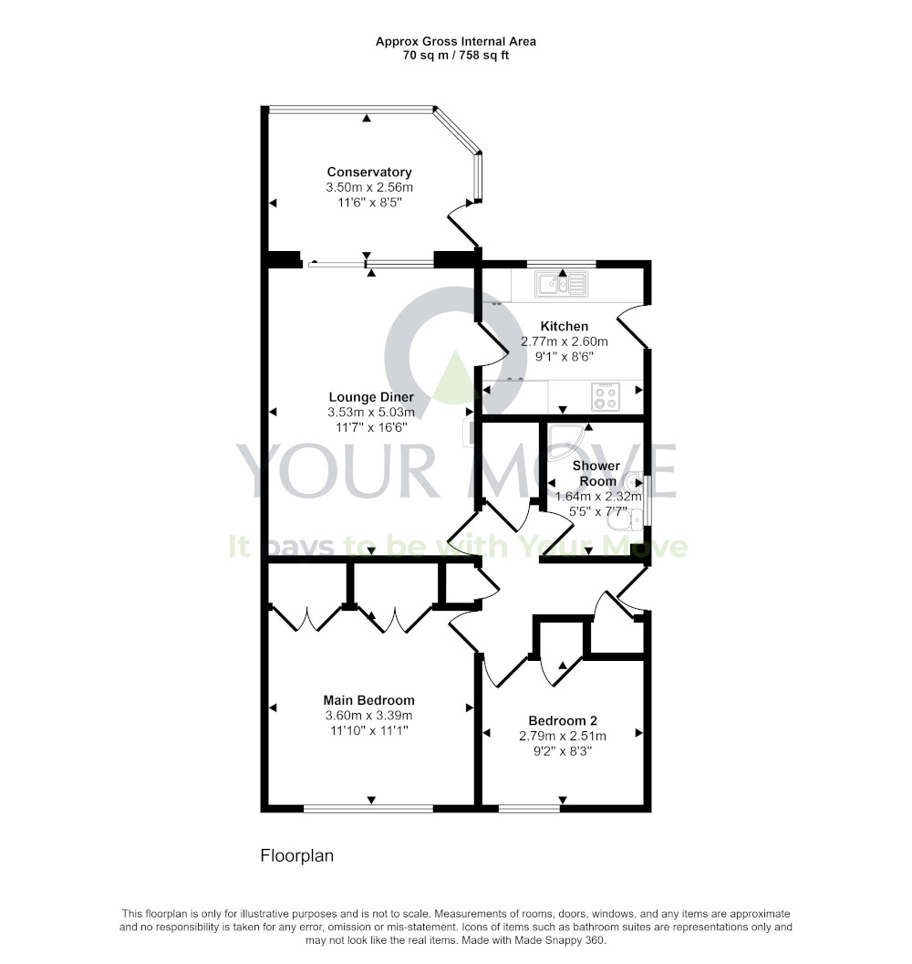 Floorplan of 2 bedroom Semi Detached Bungalow for sale, Newbattle Abbey Crescent, Dalkeith, Midlothian, EH22