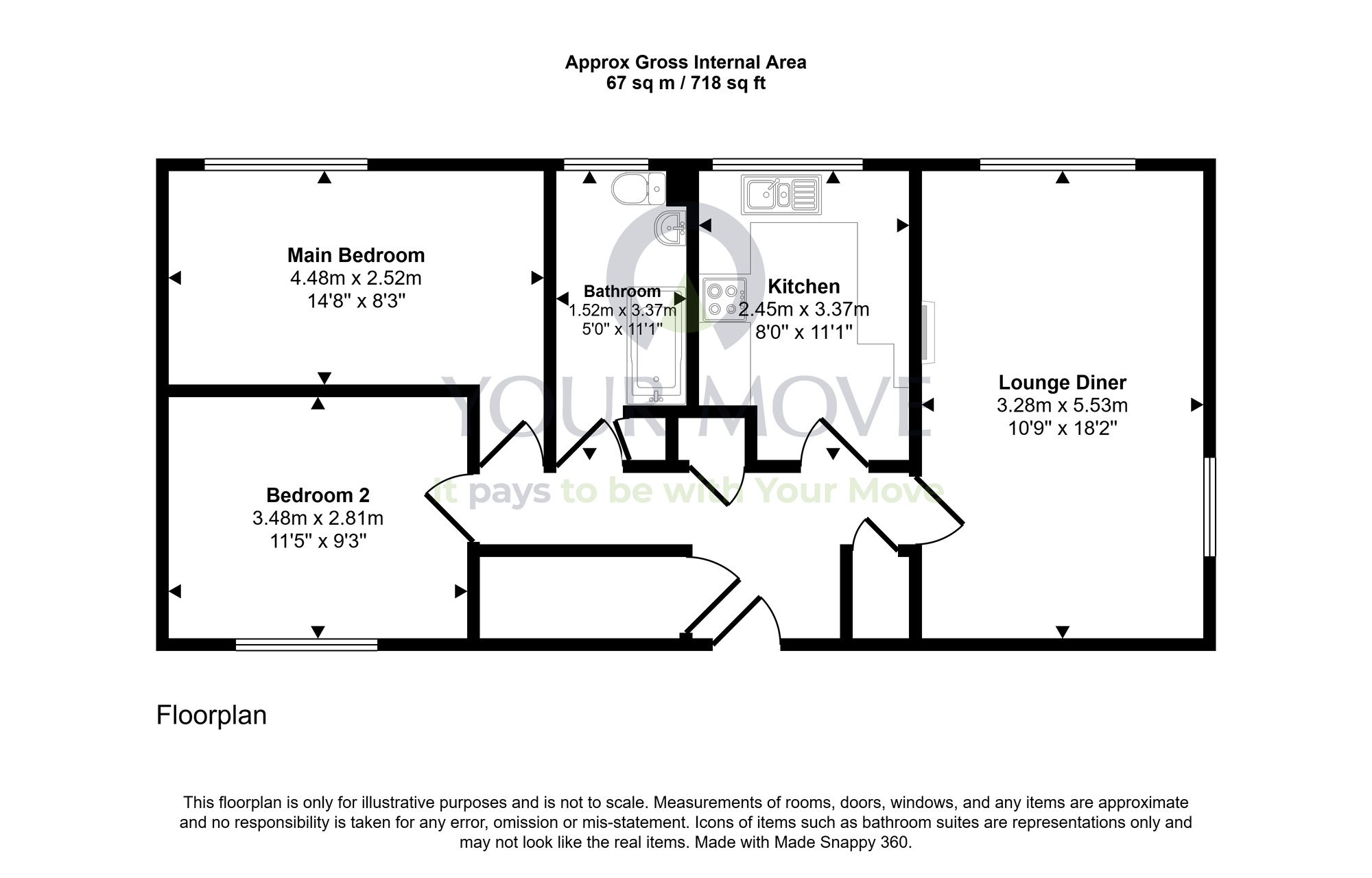 Floorplan of 2 bedroom Flat for sale, Dougall Road, Mayfield, Midlothian, EH22